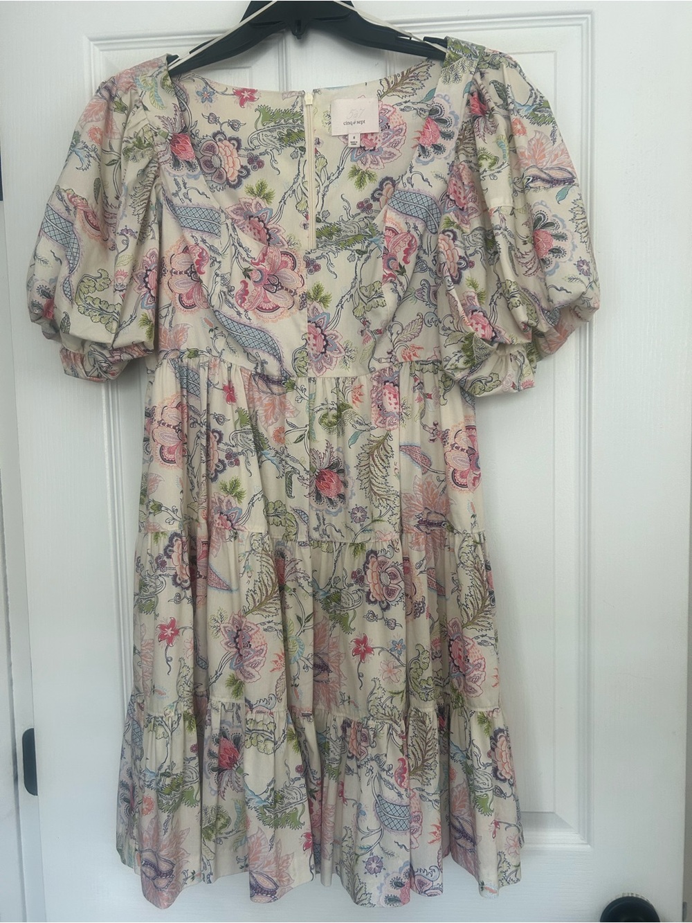 cinq à sept Cream Mini Dress with Pastel Floral Print